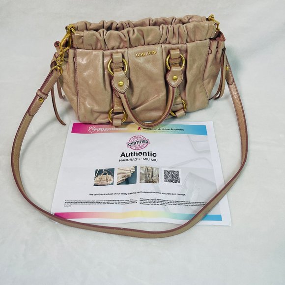 Auc Miu Miu Vitello Lux Gathered Shine Crossbody/Satchel/bag - Picture 3 of 16